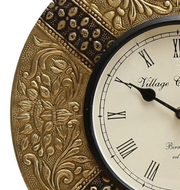 Beautiful Wooden Rajasthani Art Work Wall Clock - Wooden, Acrylic/ Decorative Clock, Pack of 1, Round